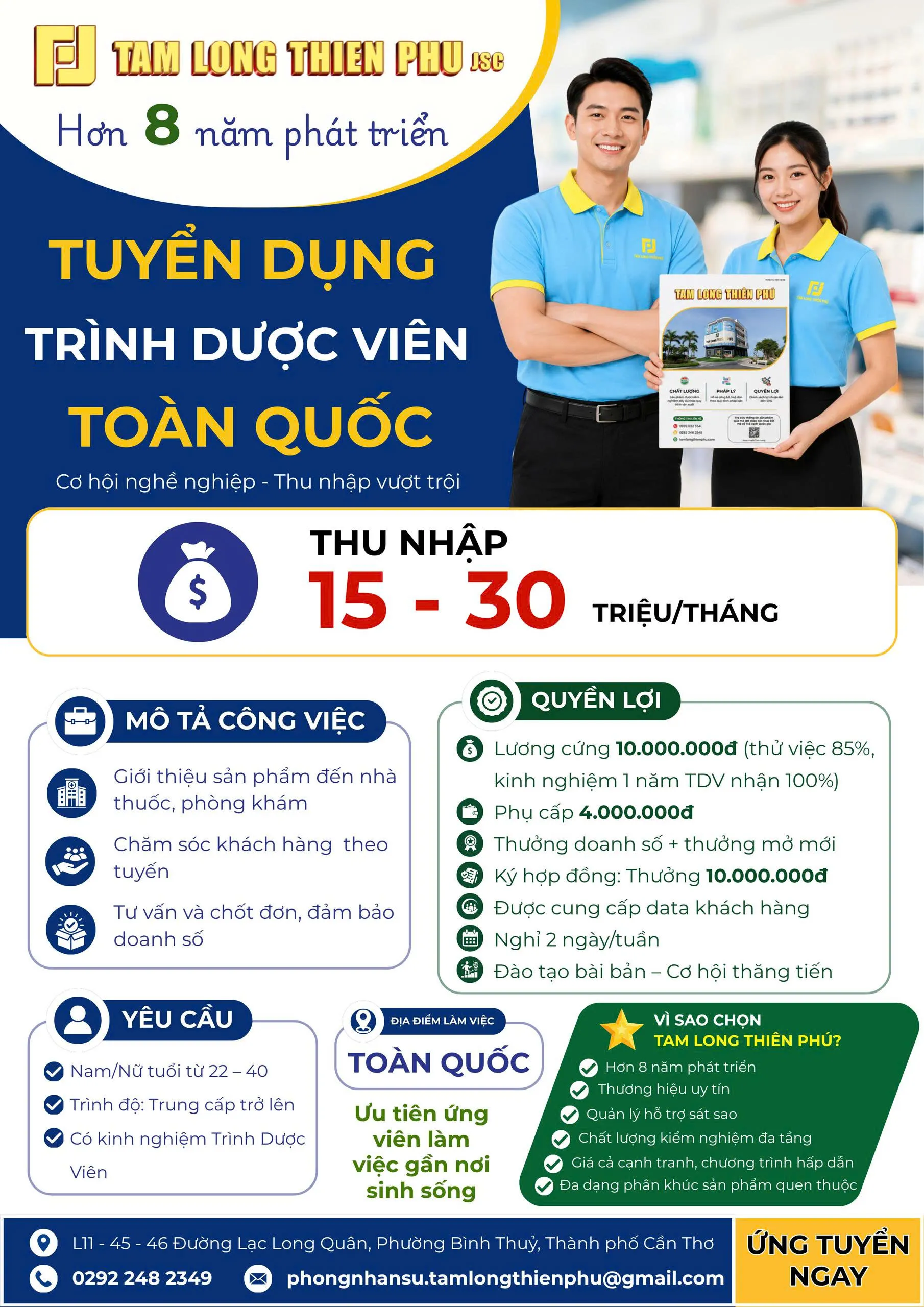 TUYỂN DỤNG TRÌNH DƯỢC VIÊN