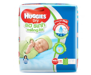 Miếng lót sơ sinh Huggies Newborn2 60 miếng (cho bé 4-7kg)