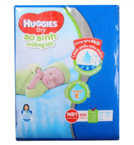 Miếng lót sơ sinh Huggies Newborn1 100 miếng (cho bé dưới 5 kg)