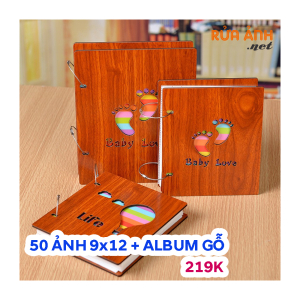 Combo 50 Ảnh 9x12 + Album gỗ