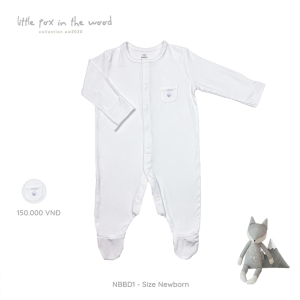 Nous - Bộ Bodysuit newborn trắng
