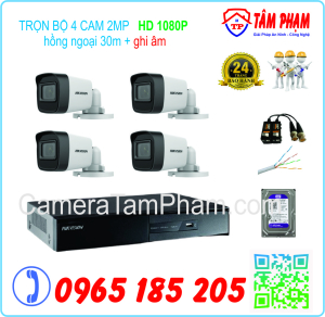 TRỌN BỘ 4 CAM 2MP GHI ÂM FULL HD 1080P HỒNG NGOẠI 30M