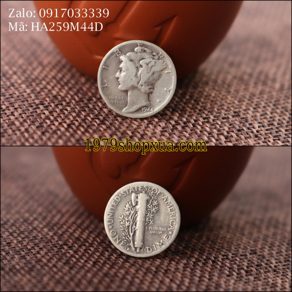 Silver Mercury Dime Coin năm 1945D - Tiền Xu Bạc Mỹ  HA262M45D