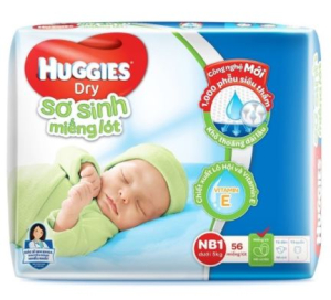 Miếng lót sơ sinh Huggies size Newborn 1 56 miếng (dưới 5kg)