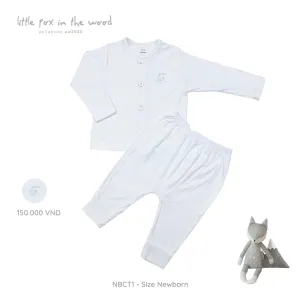 Nous - Bộ cài thẳng newborn trắng trơn