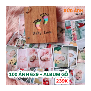 Combo 100 Ảnh 6x9 + Album gỗ