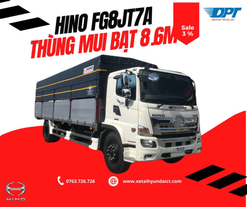 XE TẢI HINO FG8JT7A THÙNG MUI BẠT NHÔM HỘP 8M6 - 8.5 TẤN