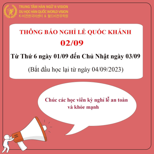 THÔNG BÁO NGHỈ LỄ 2 THÁNG 9