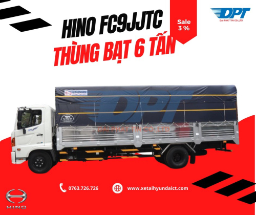 XE TẢI HINO FC9JJTC THÙNG MUI BẠT TIÊU CHUẨN ĐPT - 7 TẤN