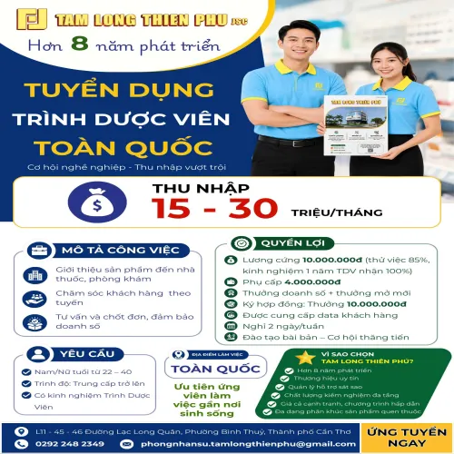 TUYỂN DỤNG TRÌNH DƯỢC VIÊN