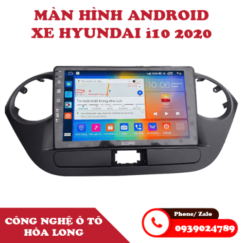 Combo màn hình Android kèm mặt dưỡng, dây nguồn zin cho xe Huyndai i10 2020