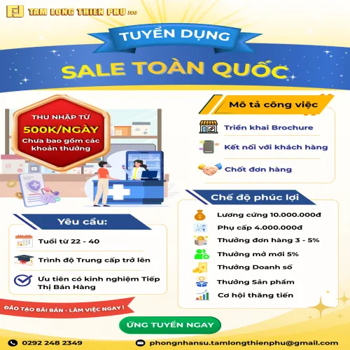 TUYỂN DỤNG NHÂN VIÊN SALE