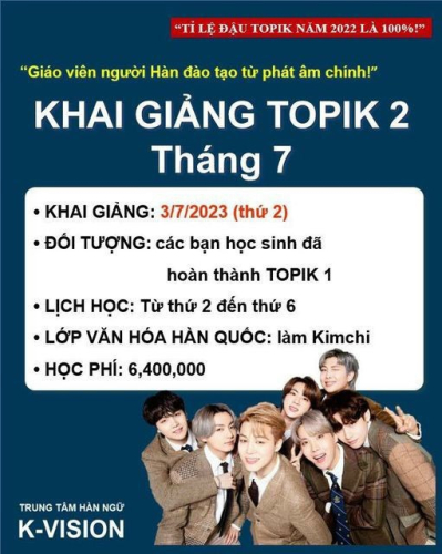 KHAI GIẢNG LỚP TOPIK SƠ CẤP 2 NGÀY 3/7/2023