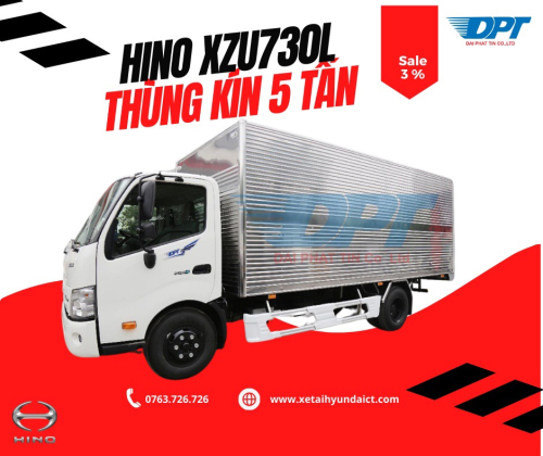 XE TẢI HINO XZU730 THÙNG KÍN TIÊU CHUẨN - 5 TẤN