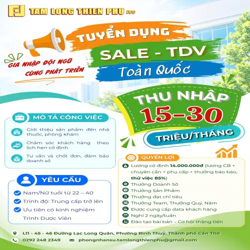 TUYỂN DỤNG TRÌNH DƯỢC VIÊN