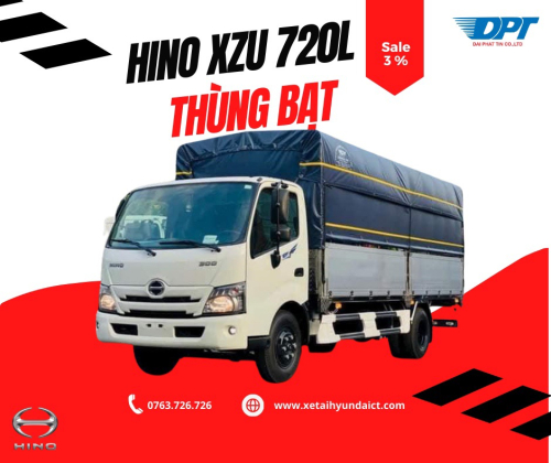 XE TẢI HINO XZU720L THÙNG MUI BẠT NHÔM HỘP – 4 TẤN