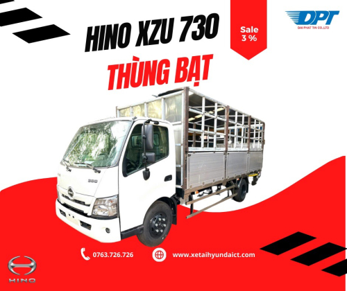 XE TẢI HINO XZU730L THÙNG MUI BẠT NHÔM HỘP ĐPT- 5 TẤN