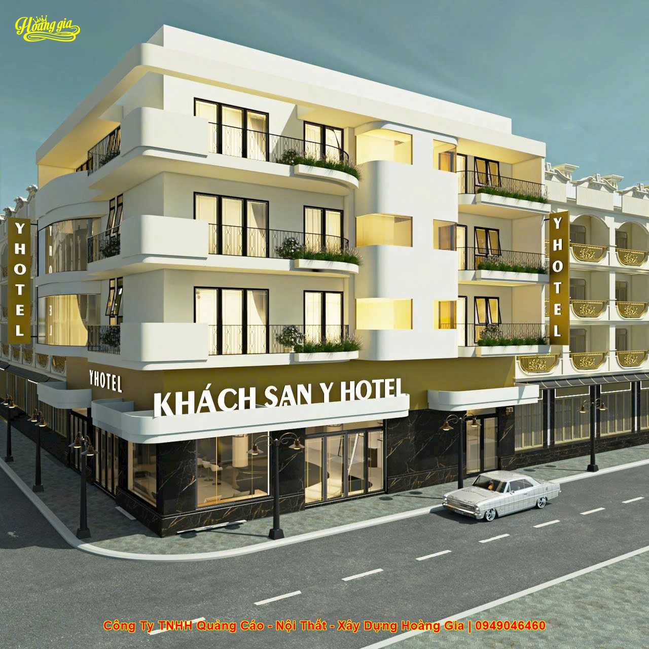 thi công bảng hiệu Y Hotel