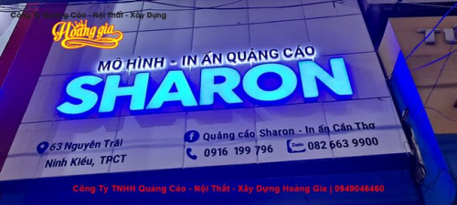 Thiết Kế Thi Công Bộ Chữ Mica Nổi Chân Foam Đèn Led Bên Trong Sharon Cần Thơ