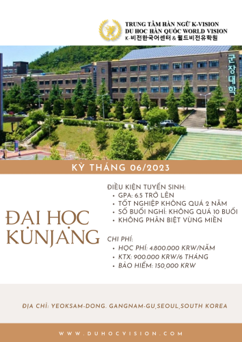 Tuyển sinh du học hệ tiếng Trường Đại học Kunjang – Kỳ tháng 06.2023