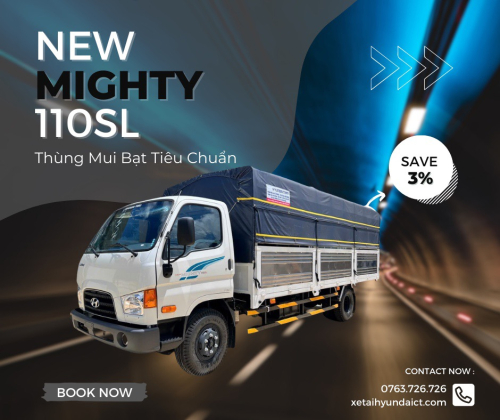 NEW MIGHTY 110SL THÙNG MUI BẠT TIÊU CHUẨN 5M8 - 6.7 TẤN