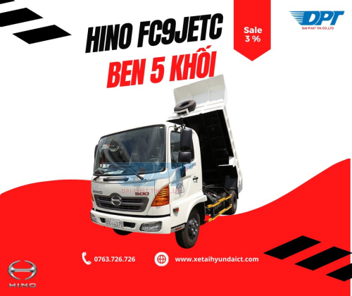 XE BEN HINO FC9JETC 6 TẤN - THÙNG BEN 5 KHỐI