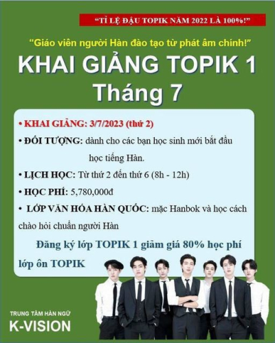 KHAI GIẢNG LỚP TOPIK SƠ CẤP 1 NGÀY 3/7/2023