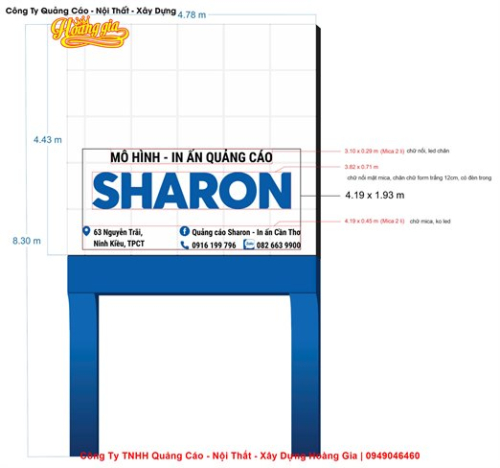 Thiết Kế Thi Công Bộ Chữ Mica Nổi Chân Foam Đèn Led Bên Trong Sharon Cần Thơ