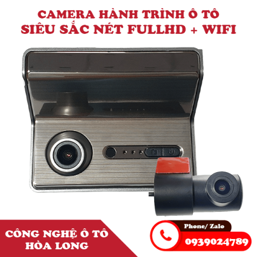 Camera hành trình ô tô FullHD có Wifi xem qua điện thoại, quan sát được phía trước, trong xe và sau xe