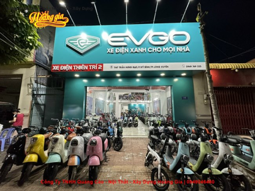 Thiết kế thi công biển hiệu hệ thống xe điện Evgo- Thiện Trí Long Xuyên
