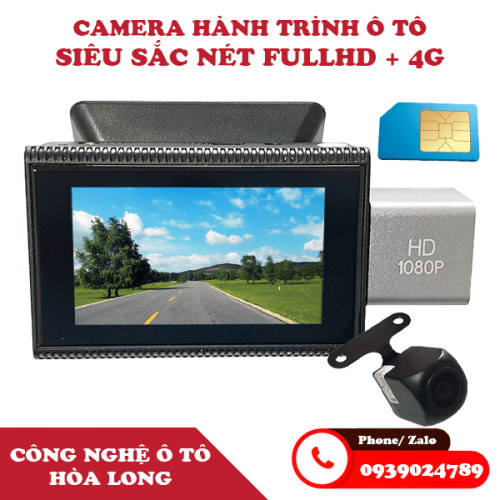Camera hành trình trước + sau cho ô tô - lắp được sim 4G xem qua điện thoại - hình ảnh FullHD sắc nét