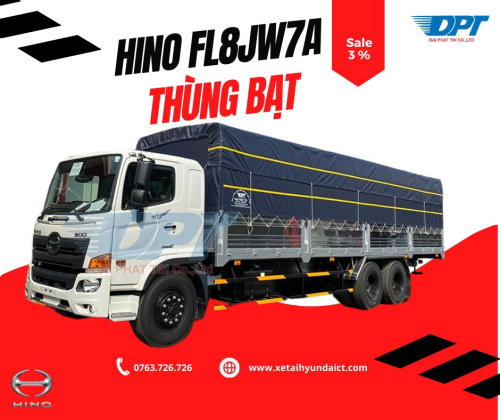 XE TẢI HINO FL8JW7A THÙNG MUI BẠT TIÊU CHUẨN ĐPT - 15 TẤN