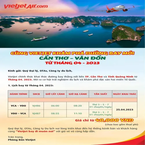 CẦN THƠ ĐI DU LỊCH VỊNH HẠ LONG THẬT DỄ VỚI ĐƯỜNG BAY MỚI CẦN THƠ - VÂN ĐỒN
