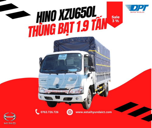 XE TẢI HINO XZU650L THÙNG BẠT TIÊU CHUẨN ĐPT-  2 TẤN