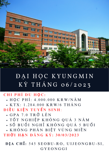 Tuyển sinh du học hệ tiếng Trường Đại học Kyungmin – Kỳ tháng 06/2023