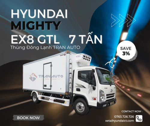 XE TẢI MIGHTY EX8 GTL THÙNG ĐÔNG LẠNH (TRAN AUTO) - 7 TẤN