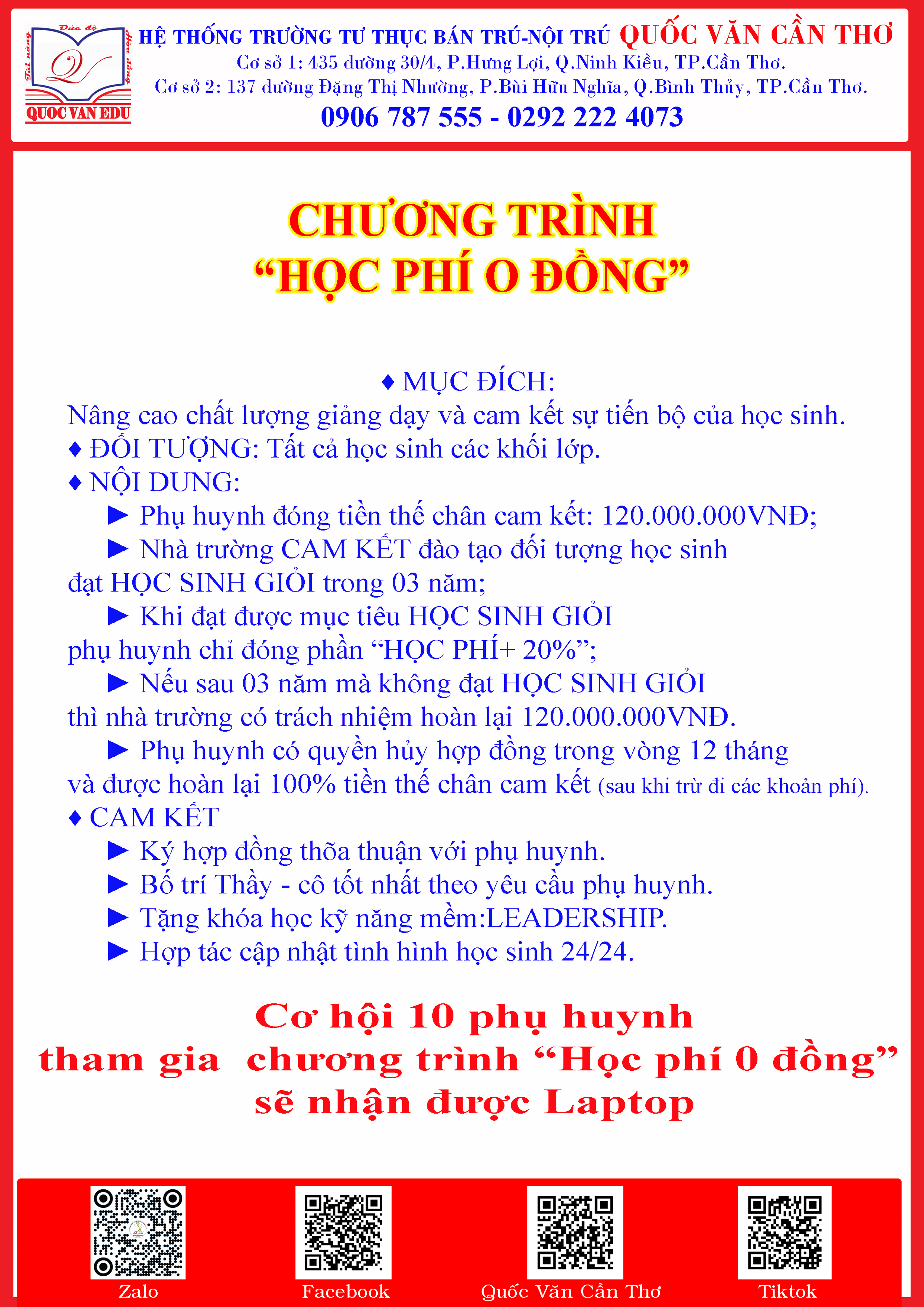 chuong trinh hoc phi o dong 2022